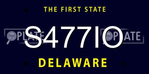 S477IO Delaware License Plate