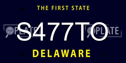 S477TO Delaware License Plate