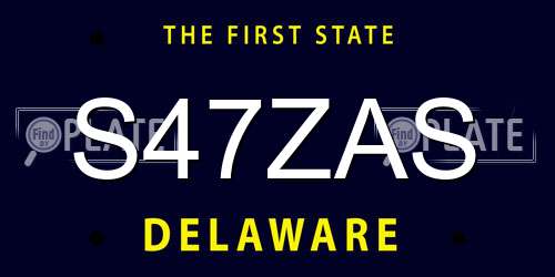 S47ZAS Delaware License Plate
