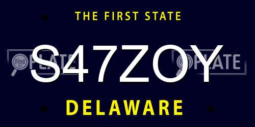 S47ZOY Delaware License Plate