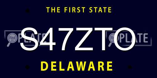 S47ZTO Delaware License Plate