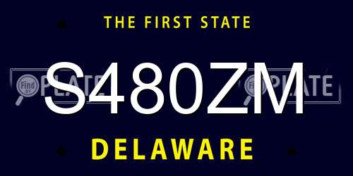 S480ZM Delaware License Plate
