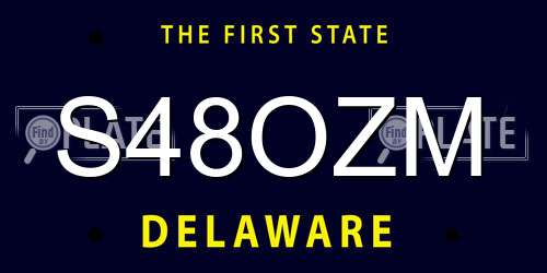 S48OZM Delaware License Plate