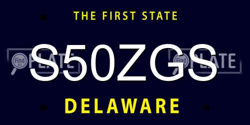 S50ZGS Delaware License Plate