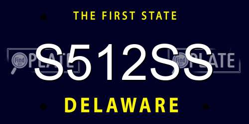 S512SS Delaware License Plate