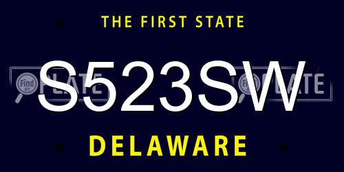S523SW Delaware License Plate