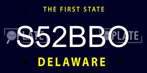 S52BBO Delaware License Plate