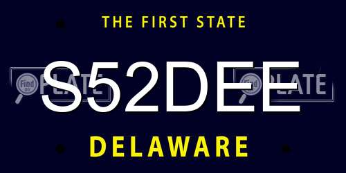 S52DEE Delaware License Plate