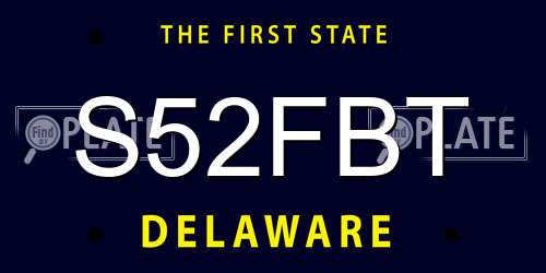 S52FBT Delaware License Plate