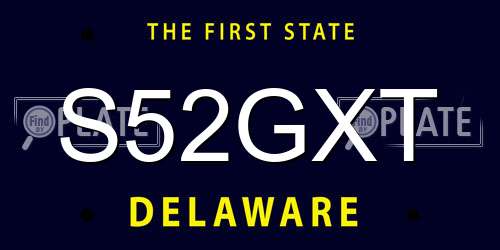 S52GXT Delaware License Plate