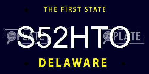 S52HTO Delaware License Plate