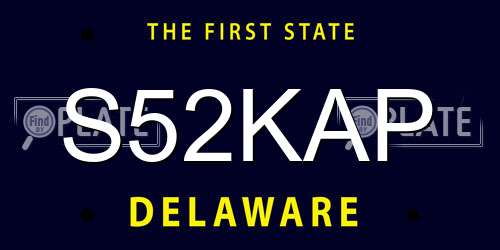 S52KAP Delaware License Plate