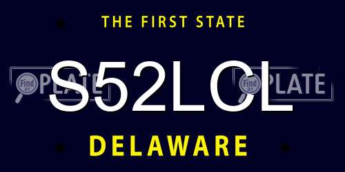 S52LCL Delaware License Plate