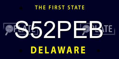 S52PEB Delaware License Plate