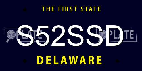 S52SSD Delaware License Plate