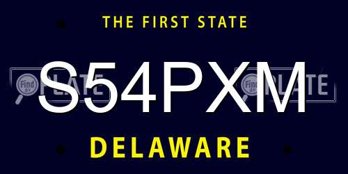 S54PXM Delaware License Plate