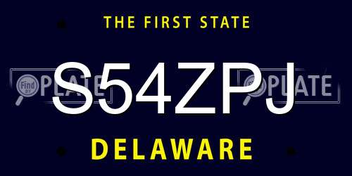 S54ZPJ Delaware License Plate