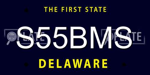 S55BMS Delaware License Plate