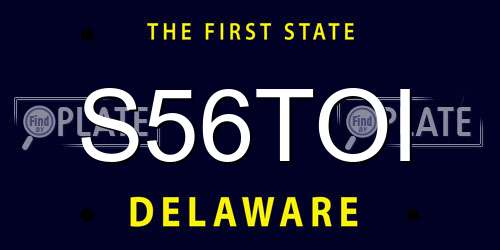 S56TOI Delaware License Plate