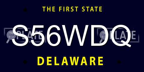 S56WDQ Delaware License Plate