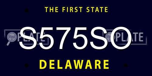 S575SO Delaware License Plate