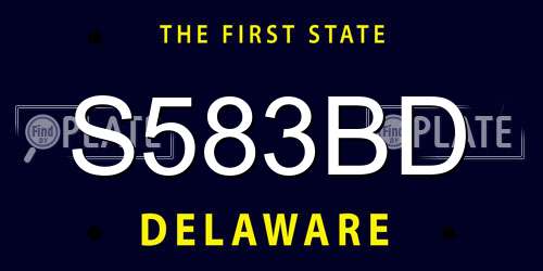 S583BD Delaware License Plate
