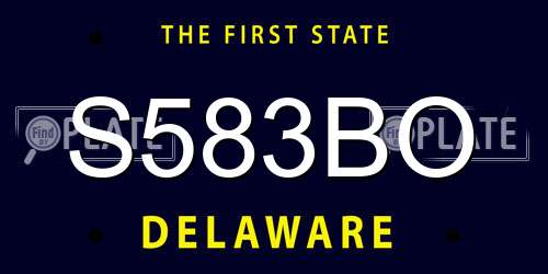 S583BO Delaware License Plate