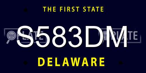 S583DM Delaware License Plate