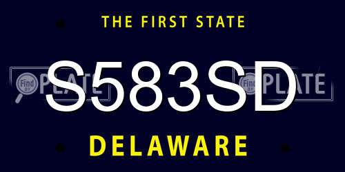 S583SD Delaware License Plate