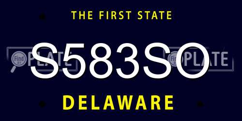 S583SO Delaware License Plate
