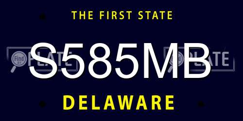 S585MB Delaware License Plate