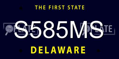 S585MS Delaware License Plate