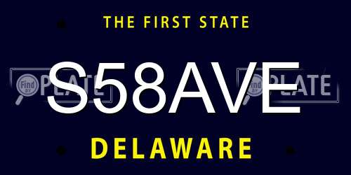 S58AVE Delaware License Plate