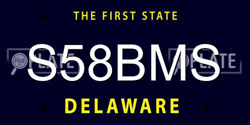 S58BMS Delaware License Plate