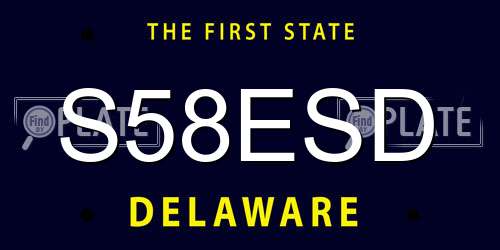 S58ESD Delaware License Plate