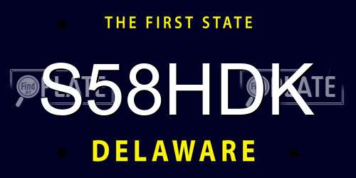 S58HDK Delaware License Plate