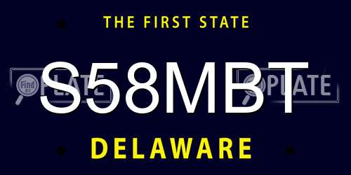S58MBT Delaware License Plate