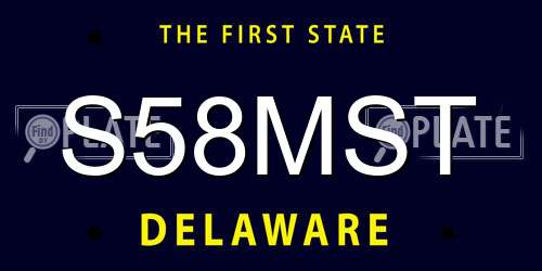 S58MST Delaware License Plate