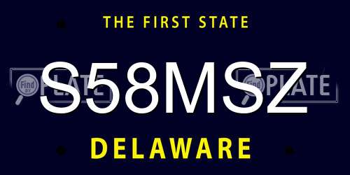 S58MSZ Delaware License Plate