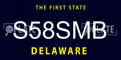 S58SMB Delaware License Plate
