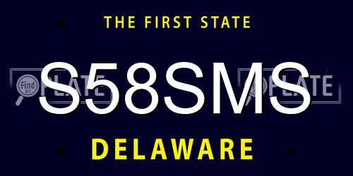 S58SMS Delaware License Plate