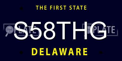 S58THG Delaware License Plate
