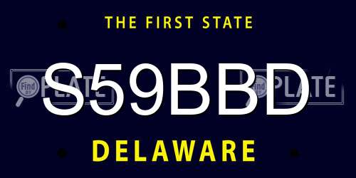 S59BBD Delaware License Plate