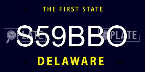 S59BBO Delaware License Plate