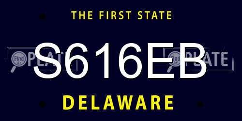 S616EB Delaware License Plate
