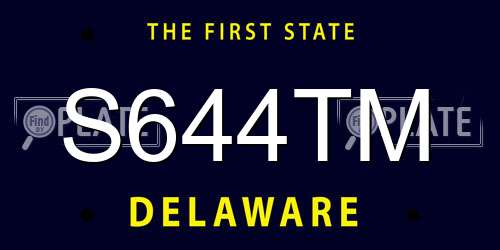 S644TM Delaware License Plate