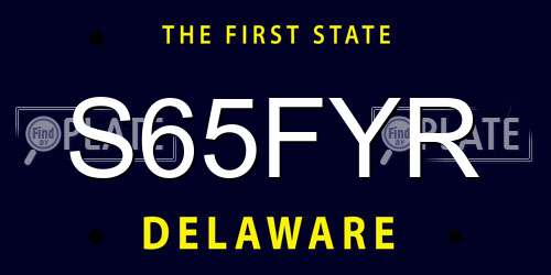 S65FYR Delaware License Plate