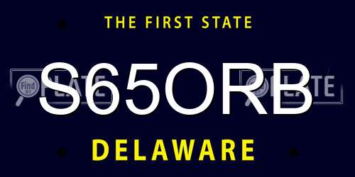 S65ORB Delaware License Plate