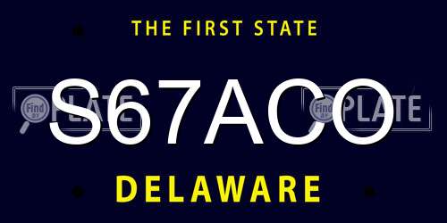 S67ACO Delaware License Plate