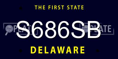 S686SB Delaware License Plate